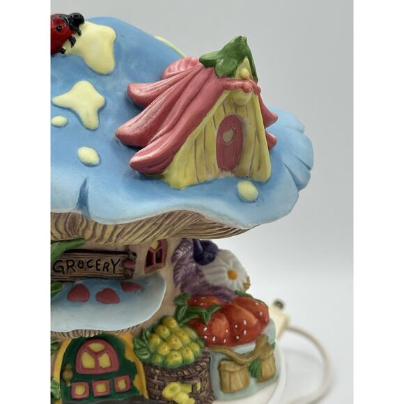 Ceramic Mushroom Fairy Cottage House Grocery Store Toadstool Night Light Spring - Picture 3 of 8